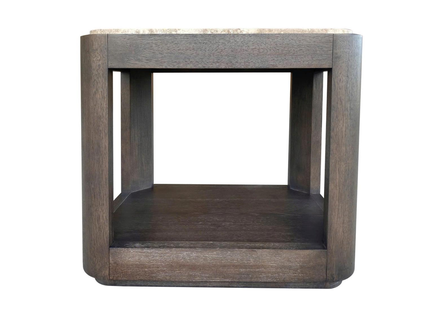 Lancia - Chairside Table With Stone Top - Charred Oak