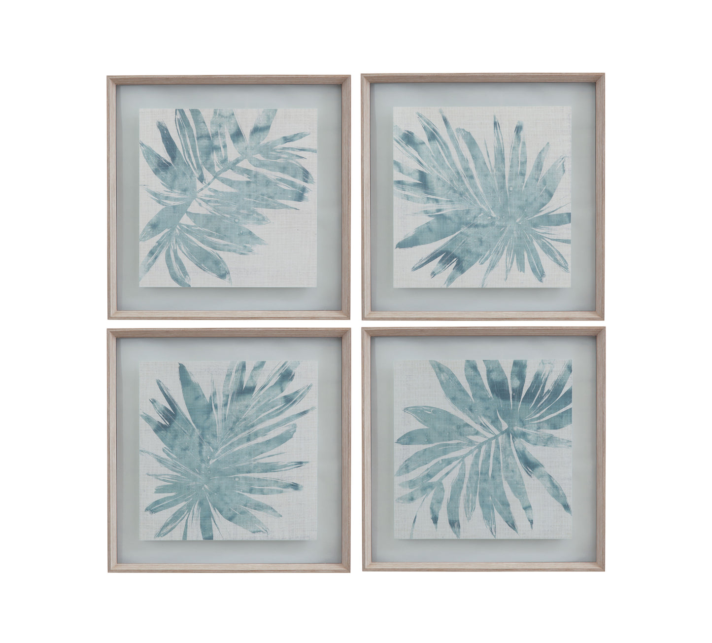 Burlap Ocean Palm III Framed Print - Light Blue