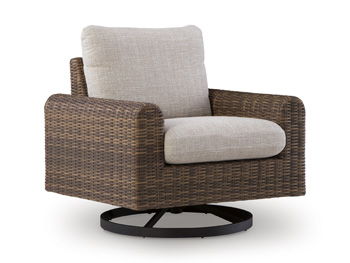 Dolan Creek - Swivel Lounge With Cushion - Gray / Brown