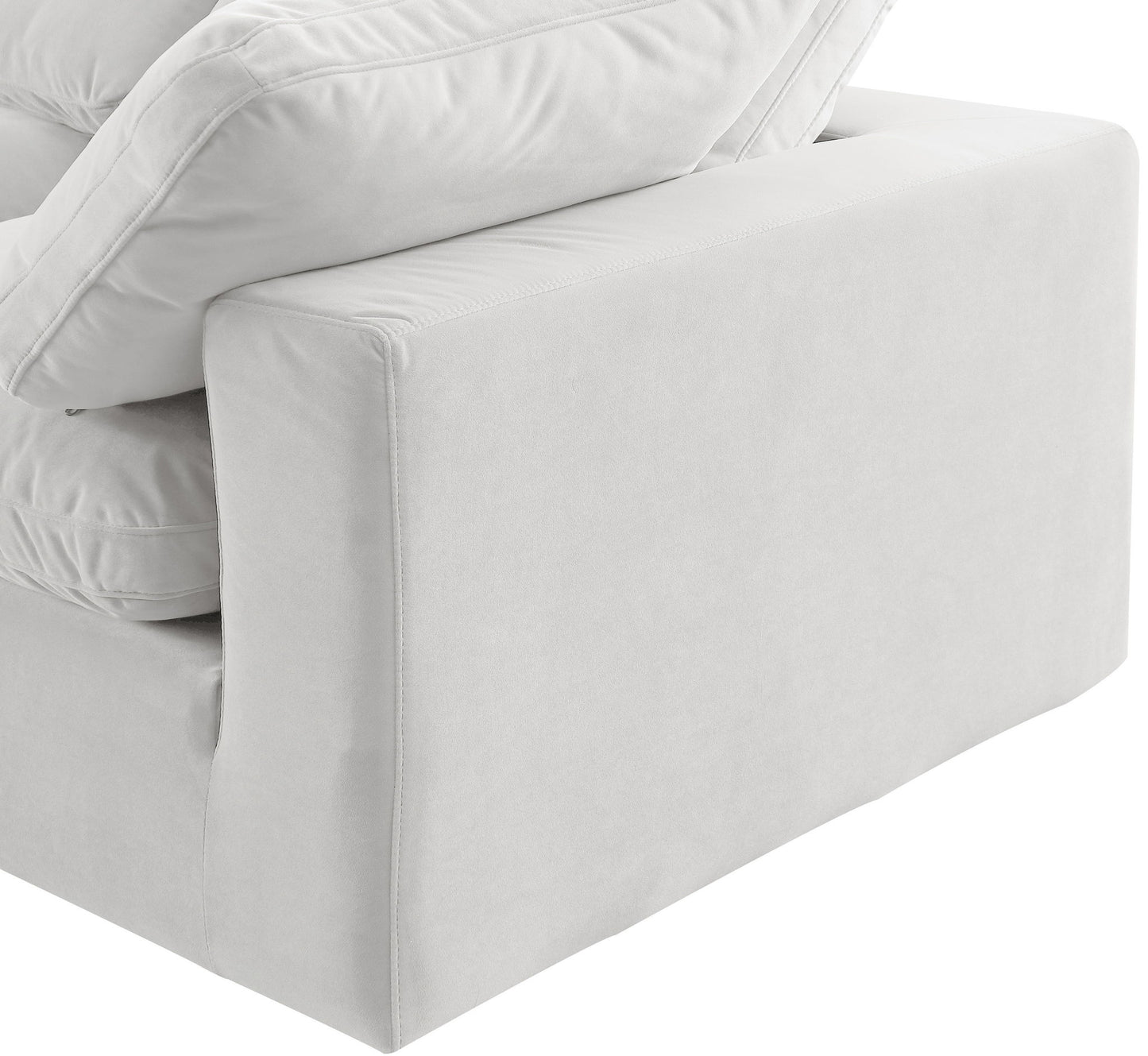 Comfy - 4 Piece Velvet Modular Sectional With Chaise - White