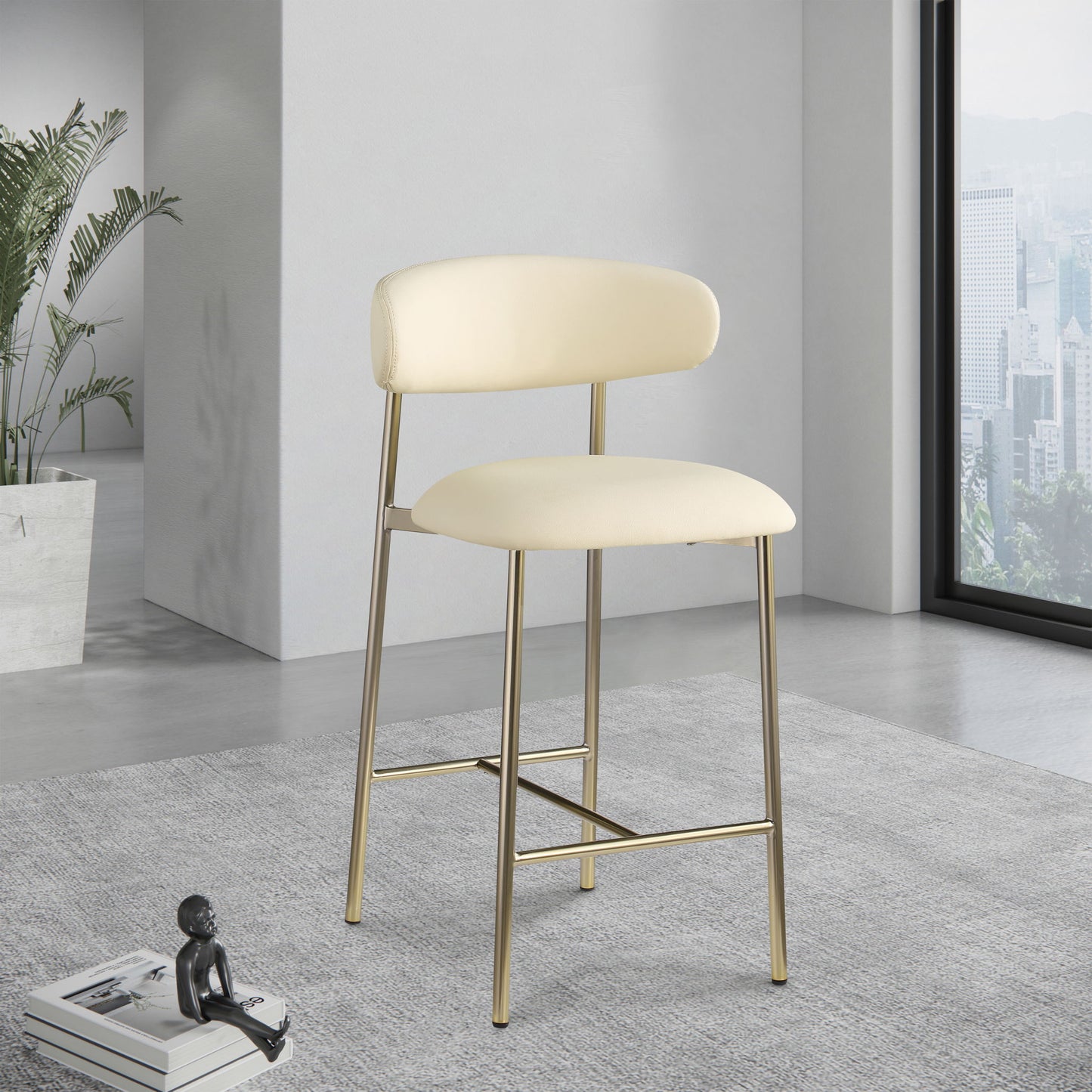 Lupita - Counter Stool With Brushed Gold Frame (Set of 2)