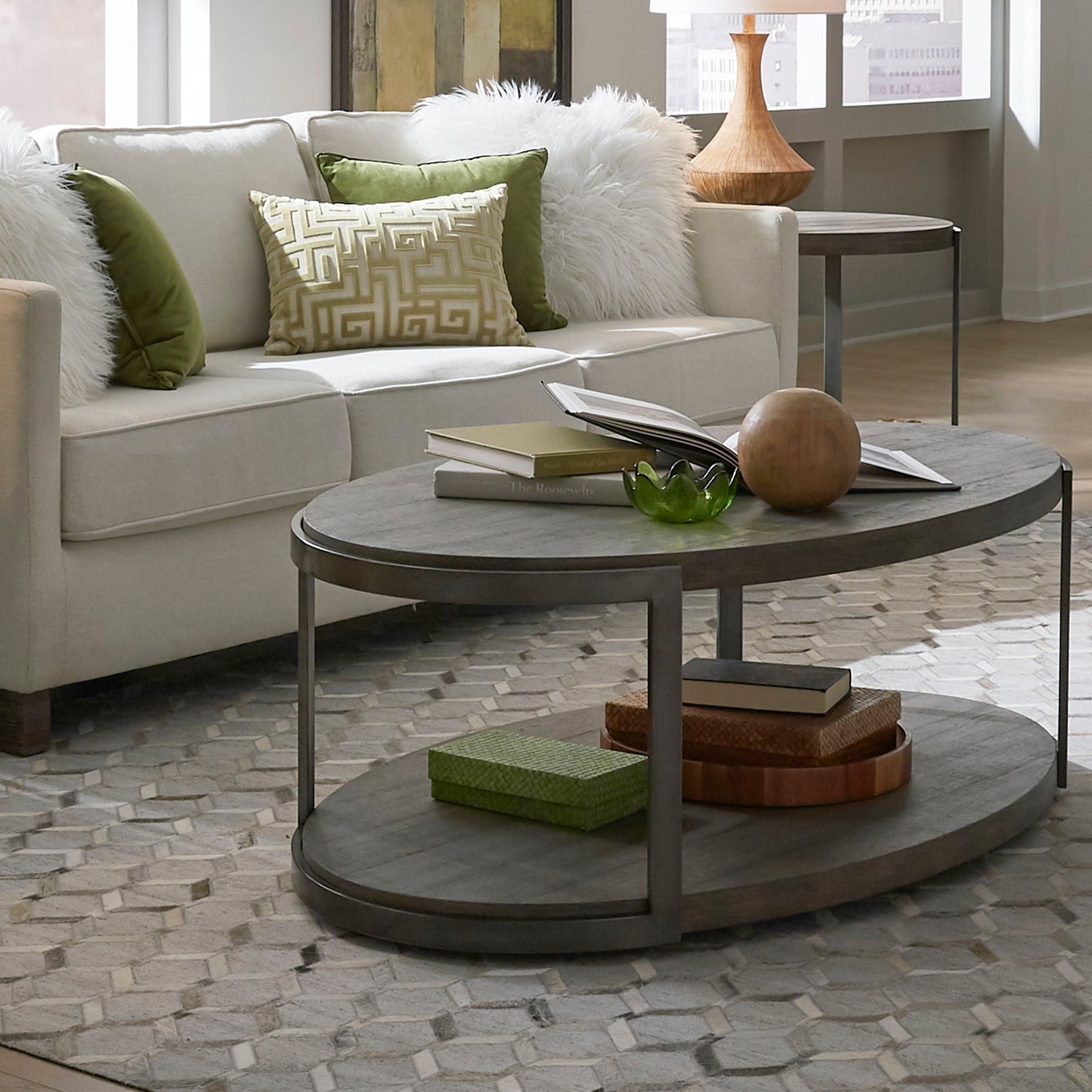 Modern View - 3 Piece Table Set (1 Oval Cocktail Table 2 End Tables) - Dark Gray