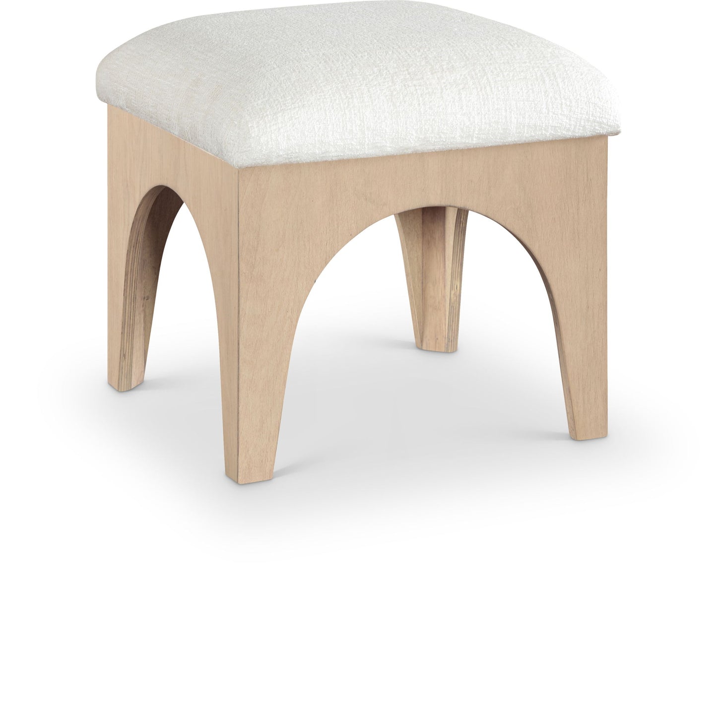 Lawson - Chenille Fabric Ottoman - Natural Base