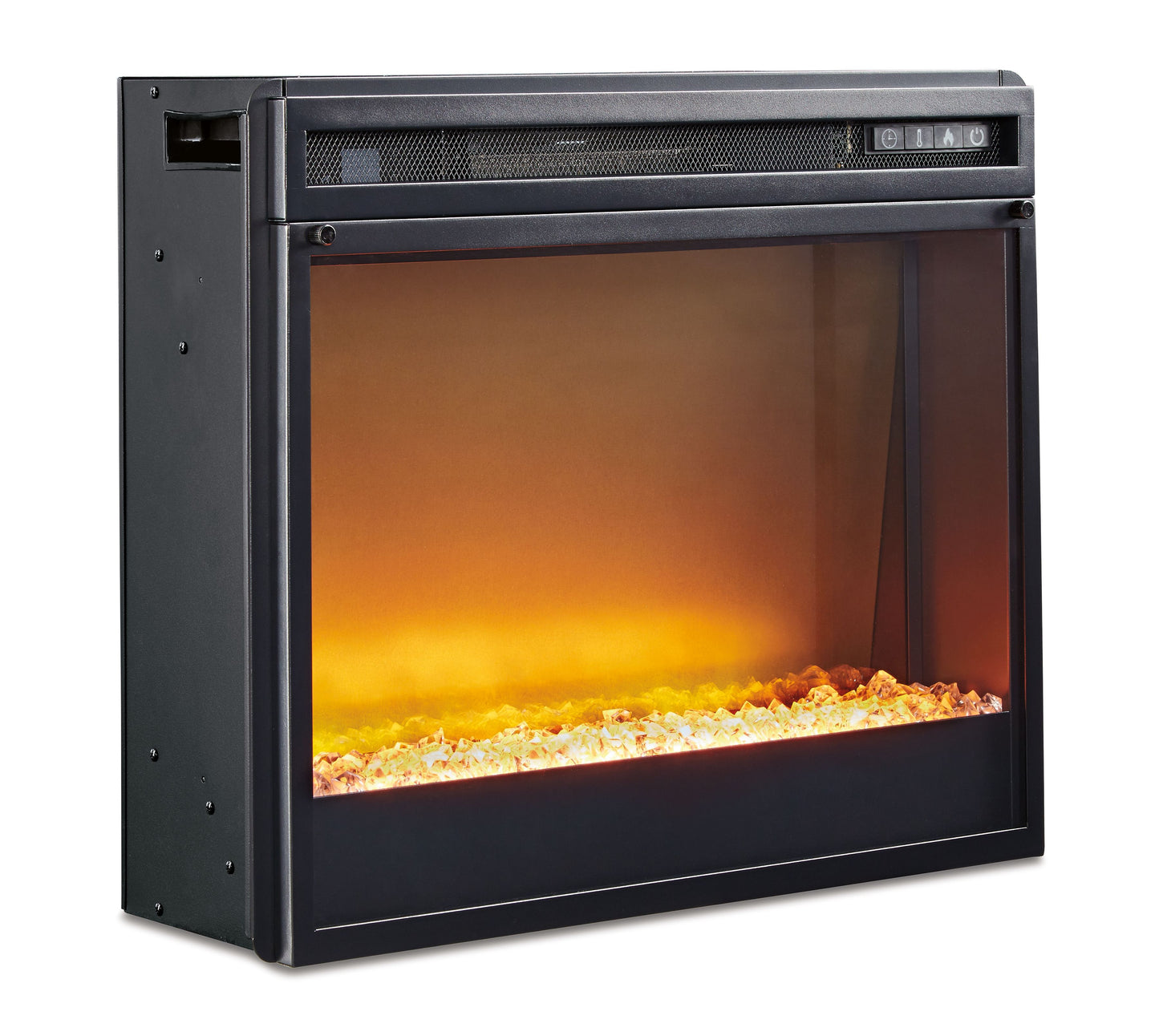 Entertainment Accessories - Fireplace Insert Glass/Stone - Black