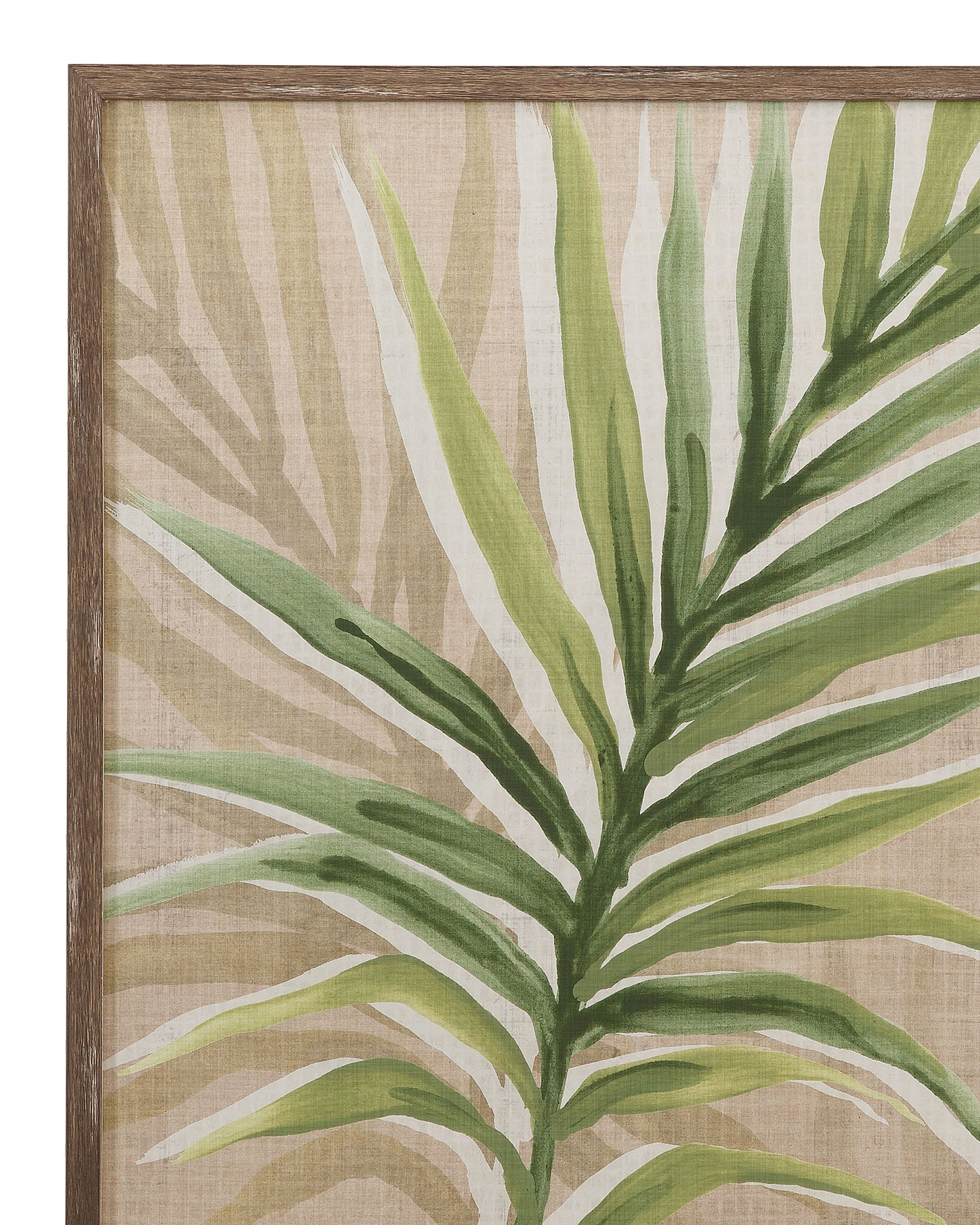 Burlap Palm Frond Framed Print (Set of 2) - Light Brown / Green