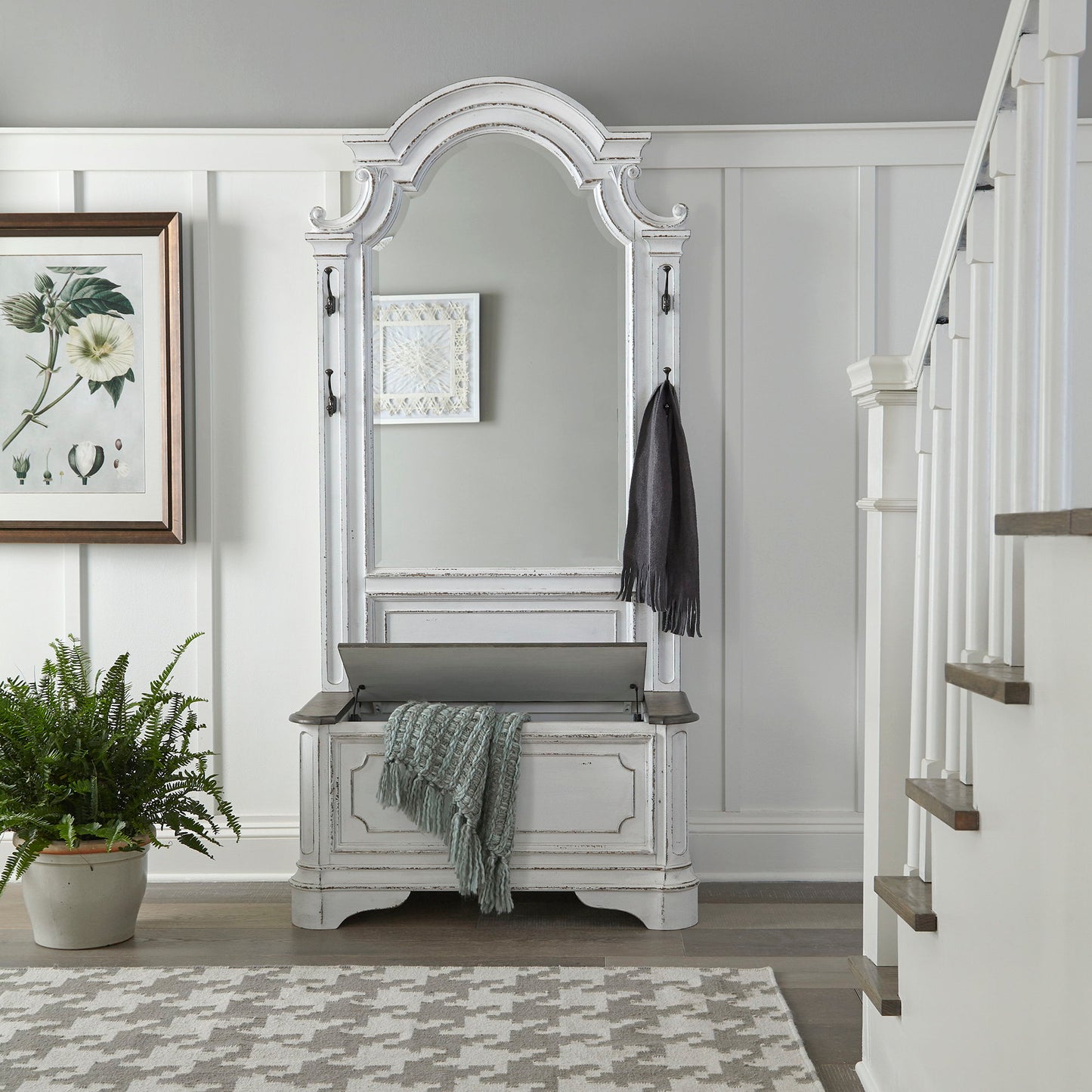 Magnolia Manor - 2 Piece Hall Tree - White