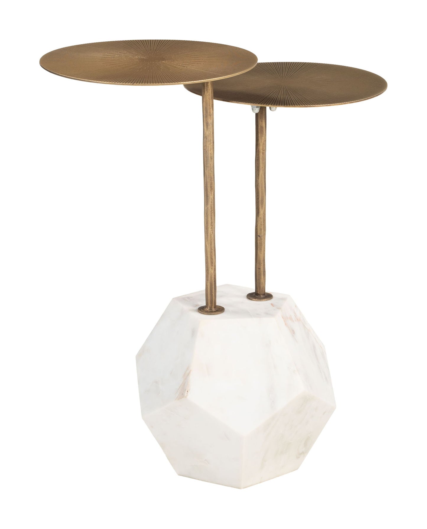 Anten - Side Table - Brass & White