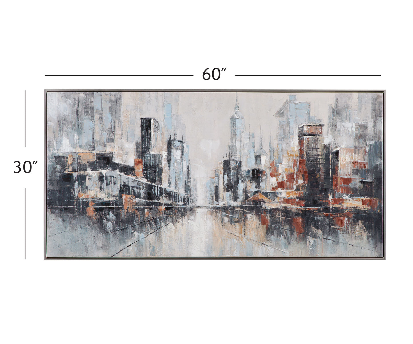 City Scape Framed Canvas - Dark Gray / Gray