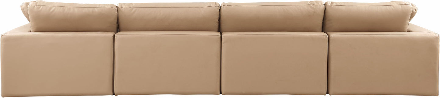 Comfy - Faux Leather Modular Sofa 4 Pieces - Tan