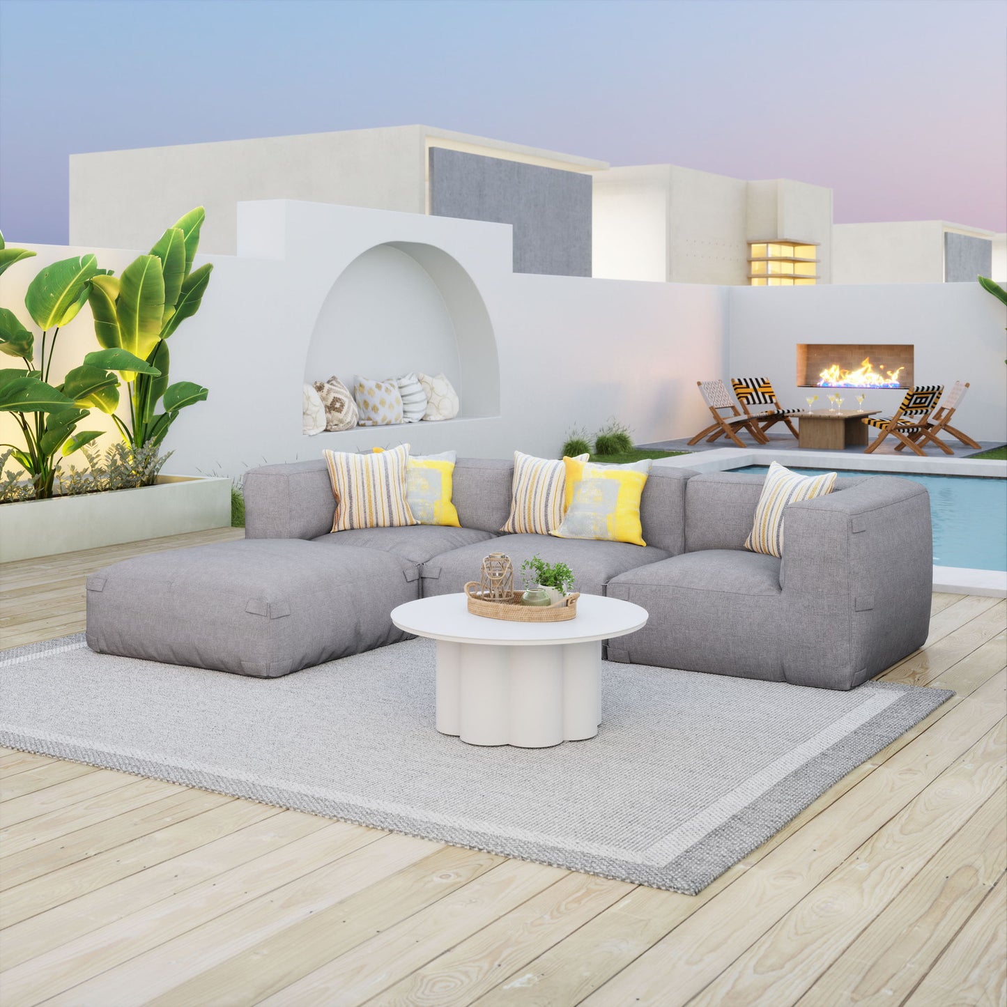 Luanda - Outdoor Ottoman - Gray