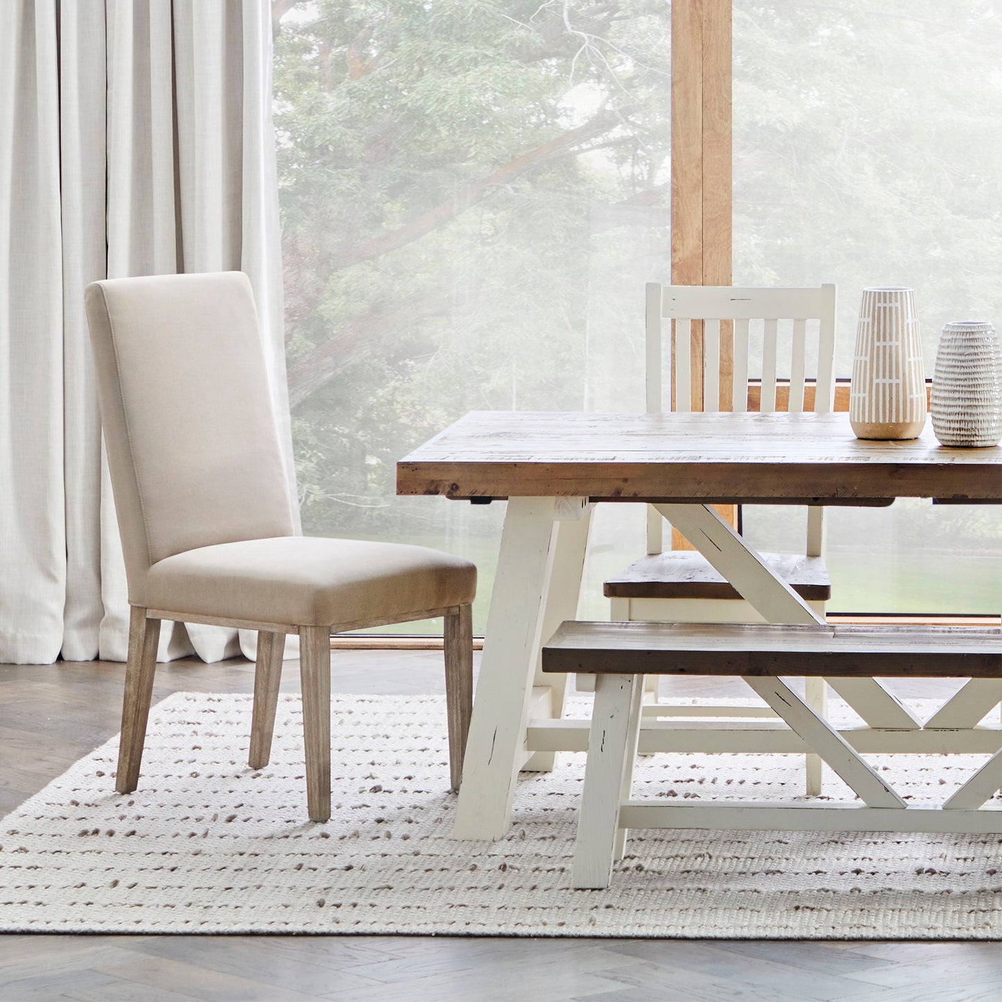 Chester - Dining Table 78" - Distressed White