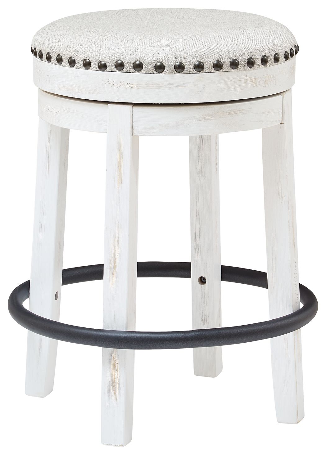 Valebeck - 5 Pc. - Counter Table With Wine Rack, 4 Swivel Stools - White / Brown