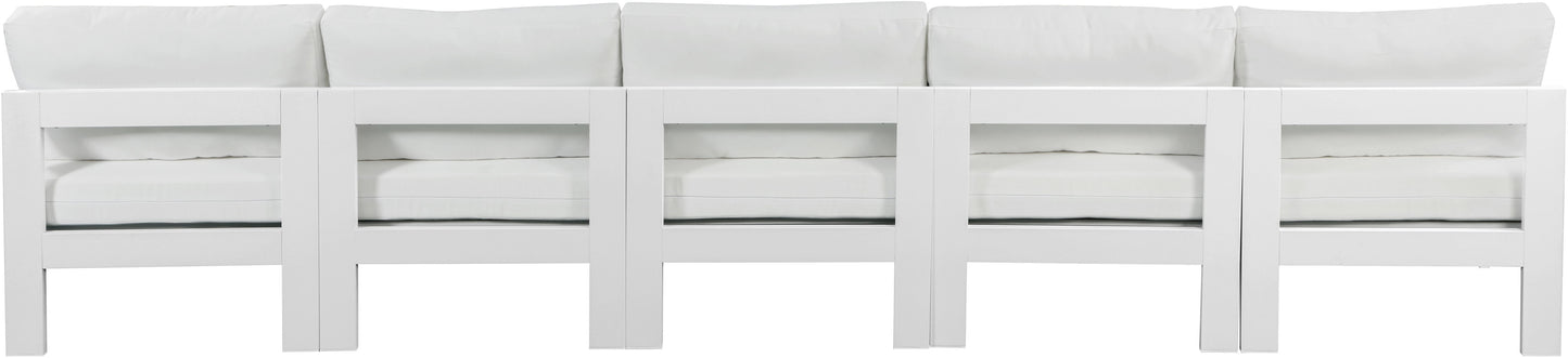 Nizuc - Outdoor Patio 5 Seat Modular Armless Sofa With White Frame