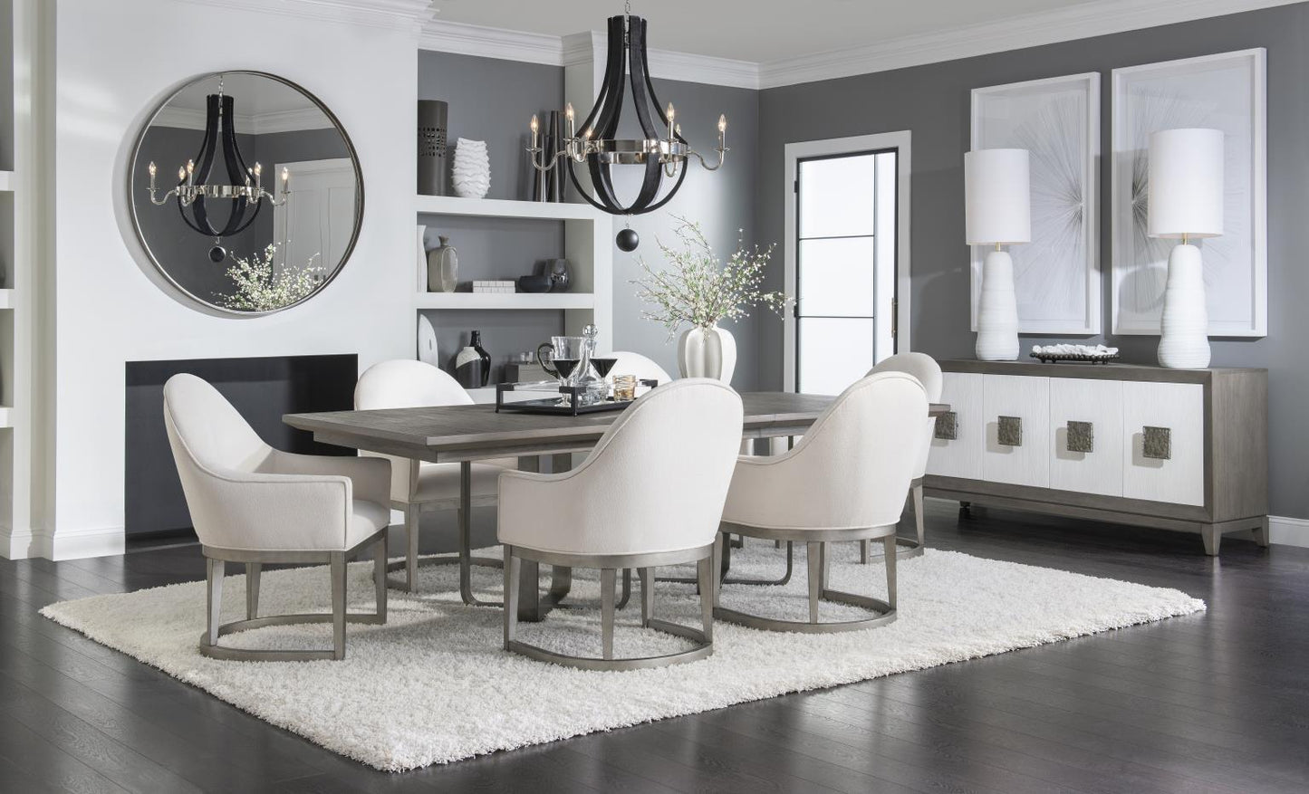 Terra Luna - Upholstered Host Chair (Set of 2) - White Cloud & Nightfall