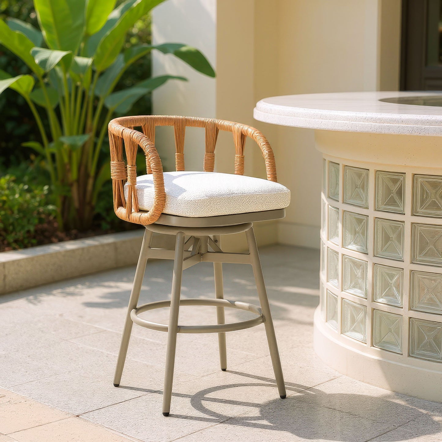 Safal - Outdoor Swivel Barstool - Multicolor