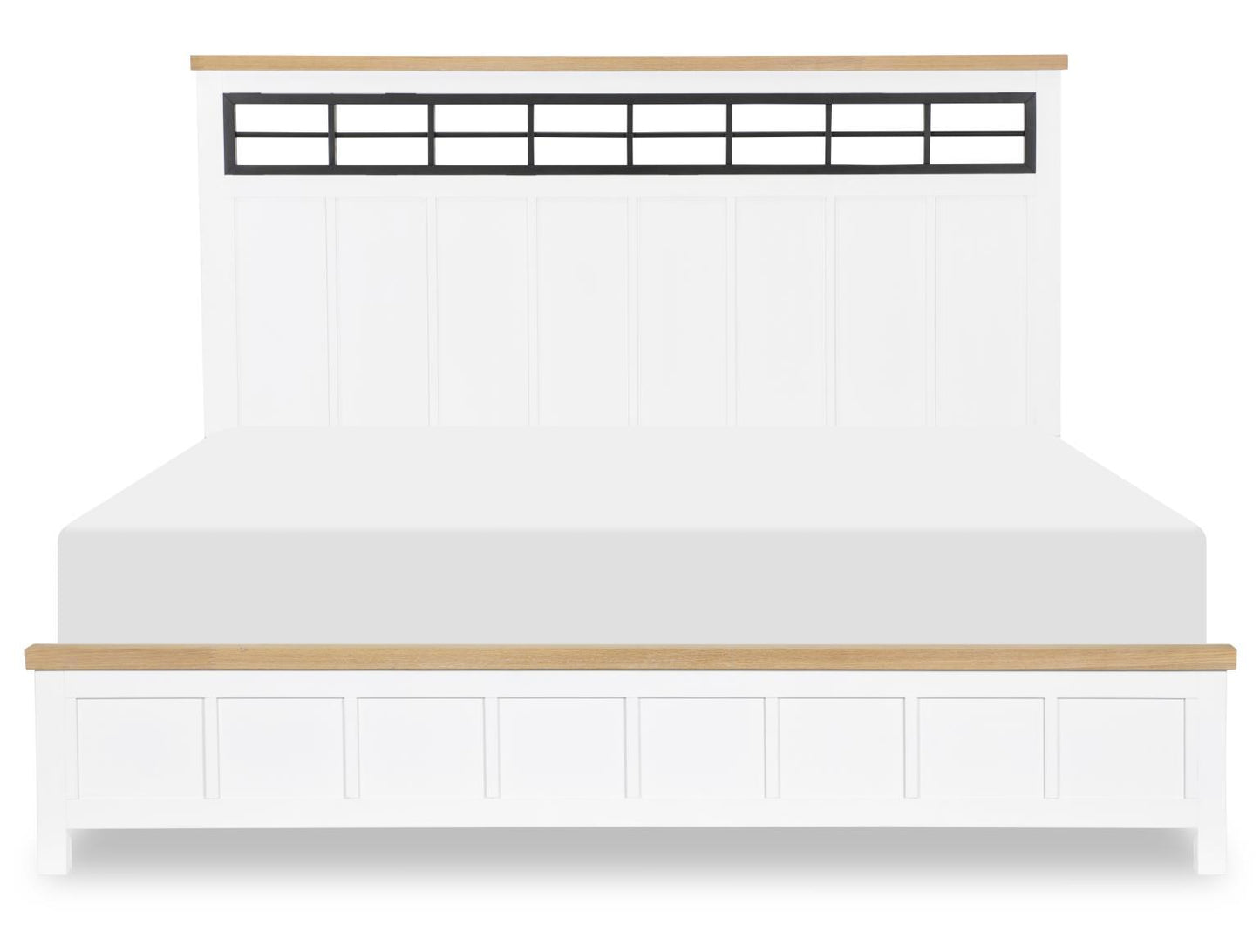 Horizons - Complete Panel Bed - Pure White / Natural Oak
