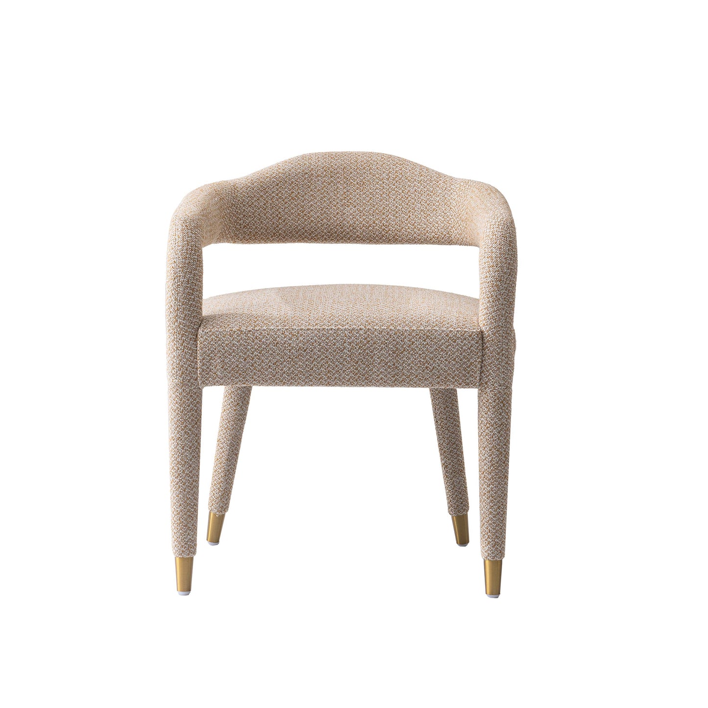 Modern Aspen Tweed Dining Armchair in Gold Dust