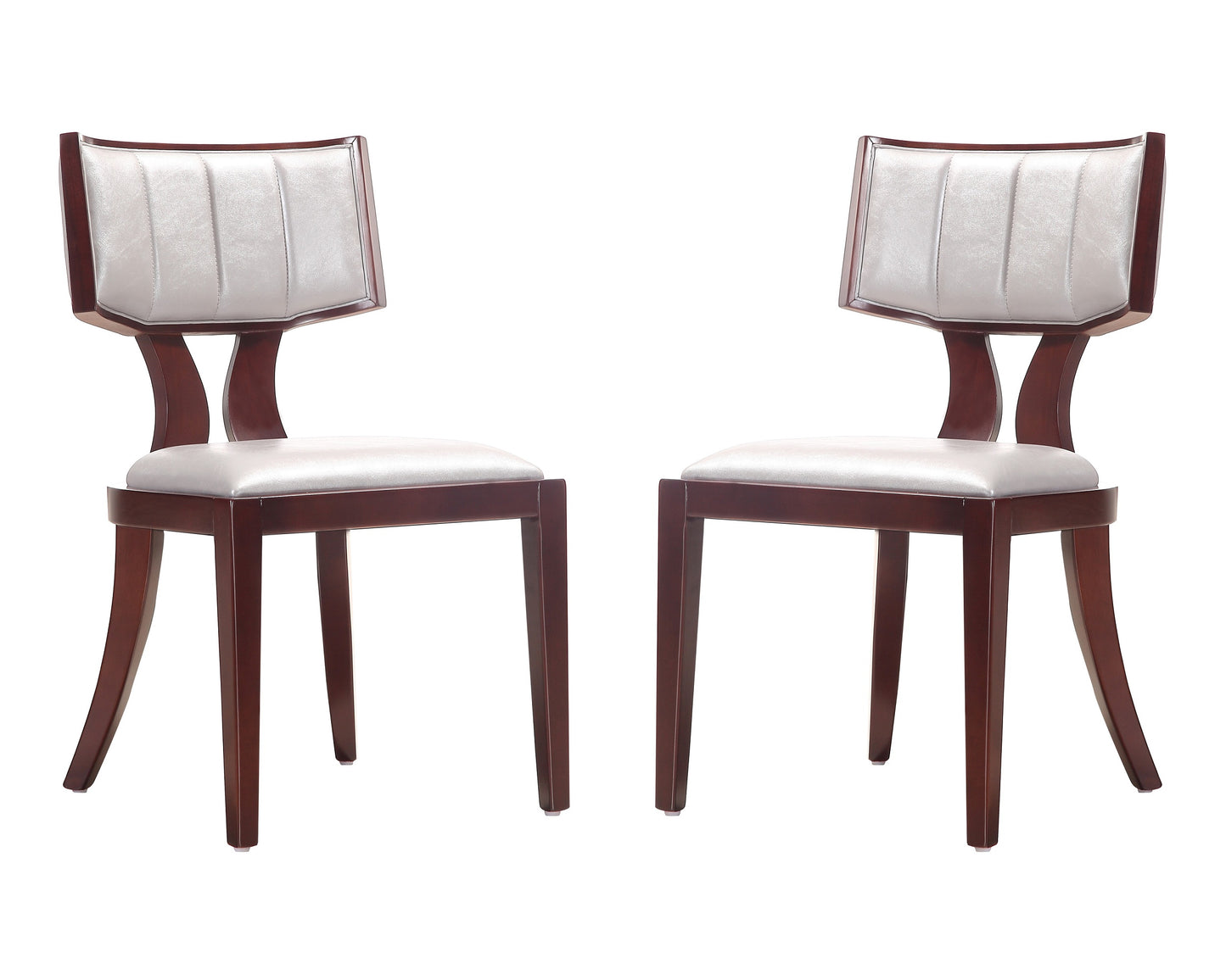 Pulitzer Silver and Walnut Faux Leather Dining Chair (Set of Two)