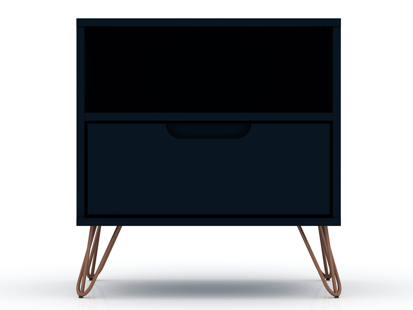 Rockefeller 1.0 Mid-Century- Modern Nightstand with 1-Drawer in Tatiana Midnight Blue