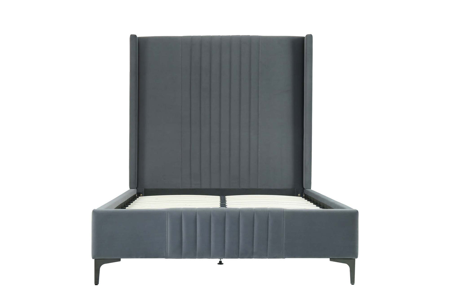 Promenade Mid-Century Modern Velvet Upholstered 48" Bed in Grey