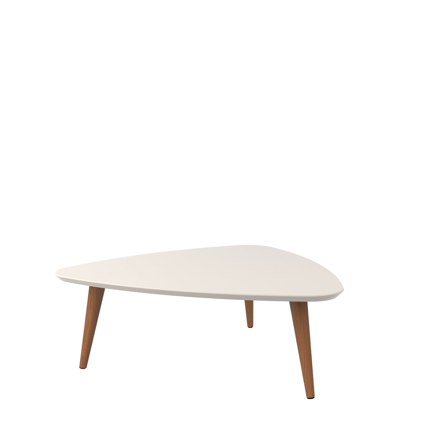Utopia 17.51" High Triangle Coffee Table with Splayed Legs in Off White and Maple Cream