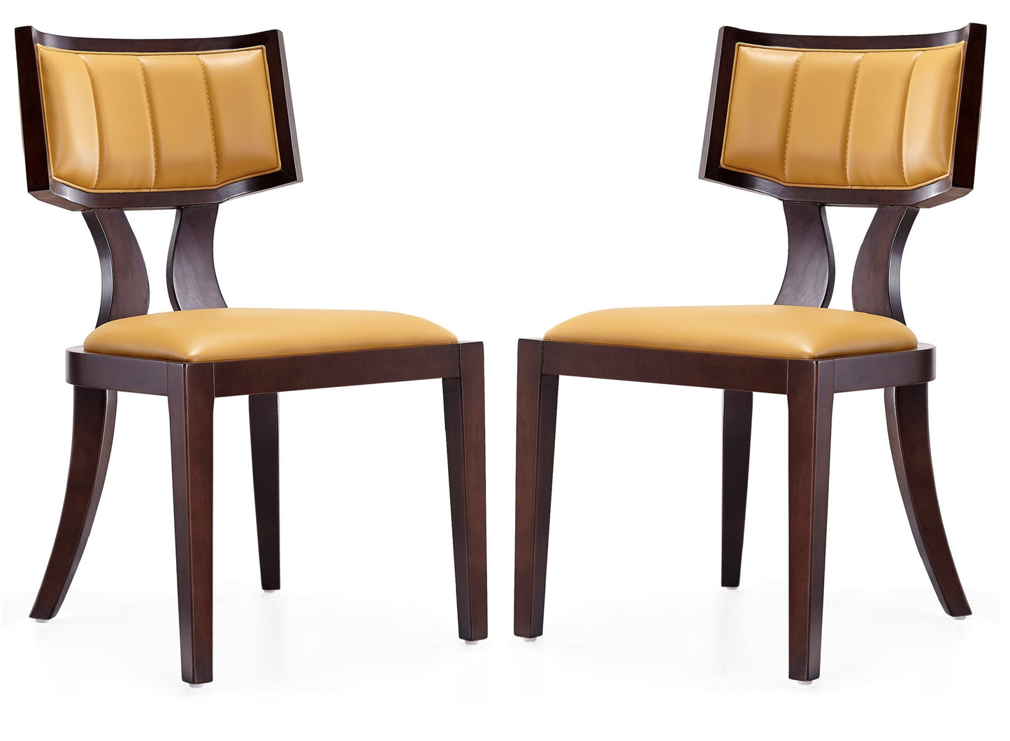 Pulitzer Camel and Walnut Faux Leather Dining Chair (Set of Two)