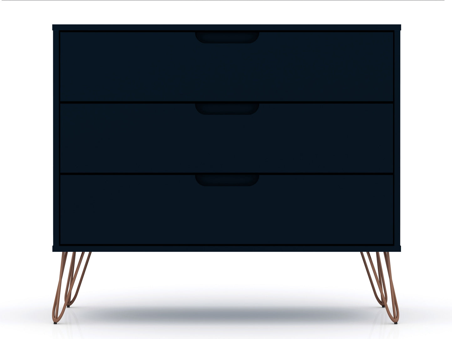 Rockefeller Mid-Century- Modern Dresser with 3-Drawers in Tatiana Midnight Blue