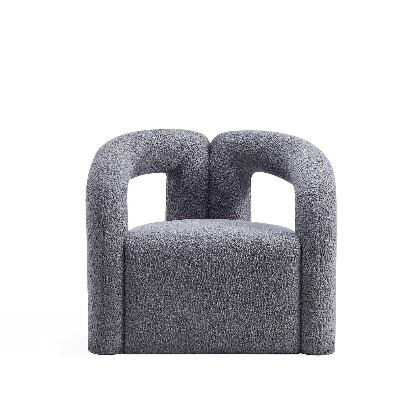 Modern Darian Boucle Accent Chair in Grey