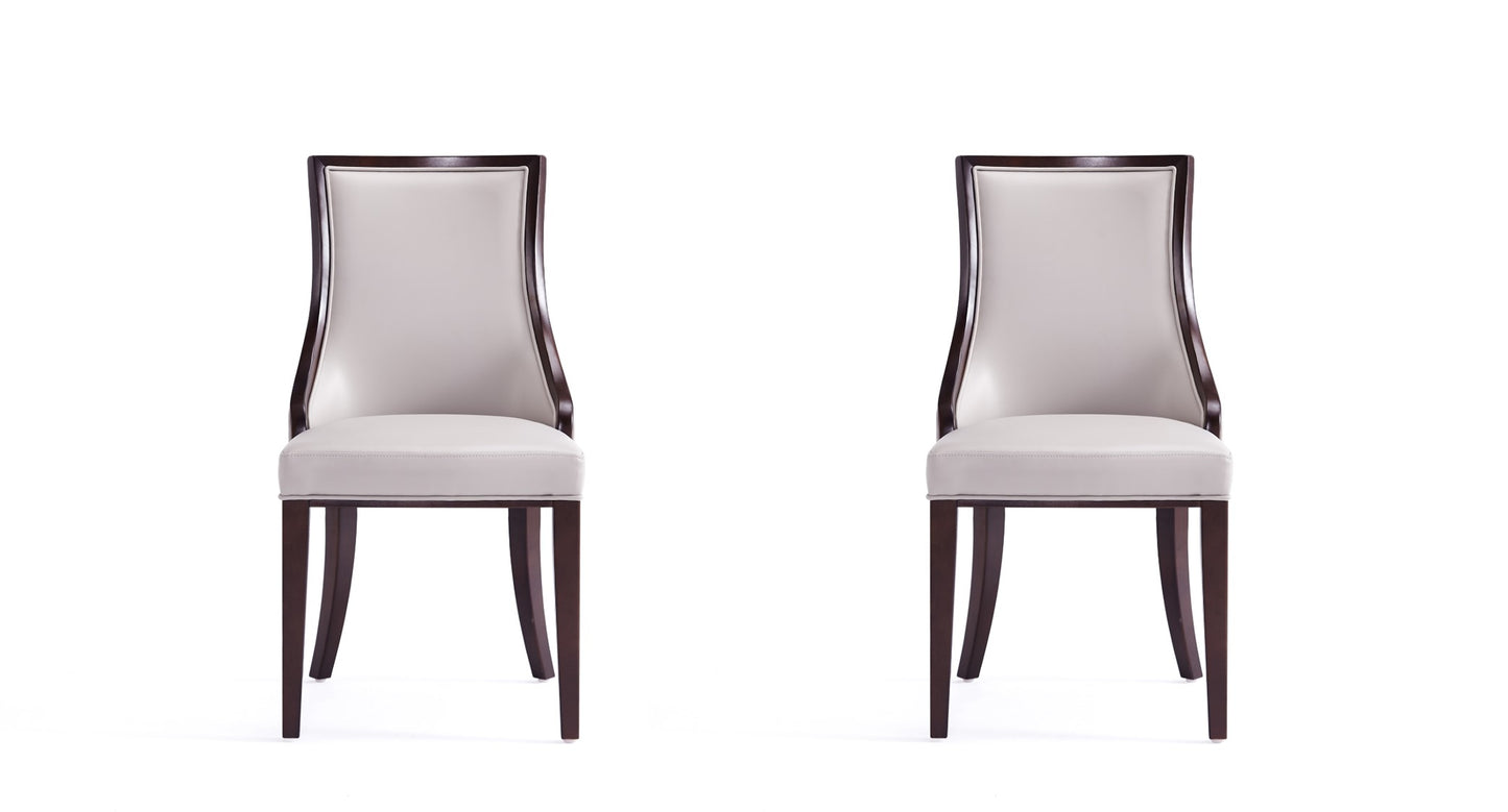Grand Faux Leather Dining Chairs - Set of 2 in Light Grey