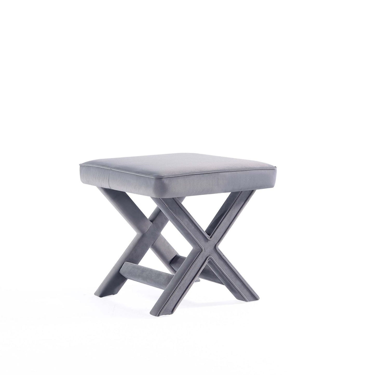 Abigail Mid-Century Modern Velvet Upholstered Bench in Grey