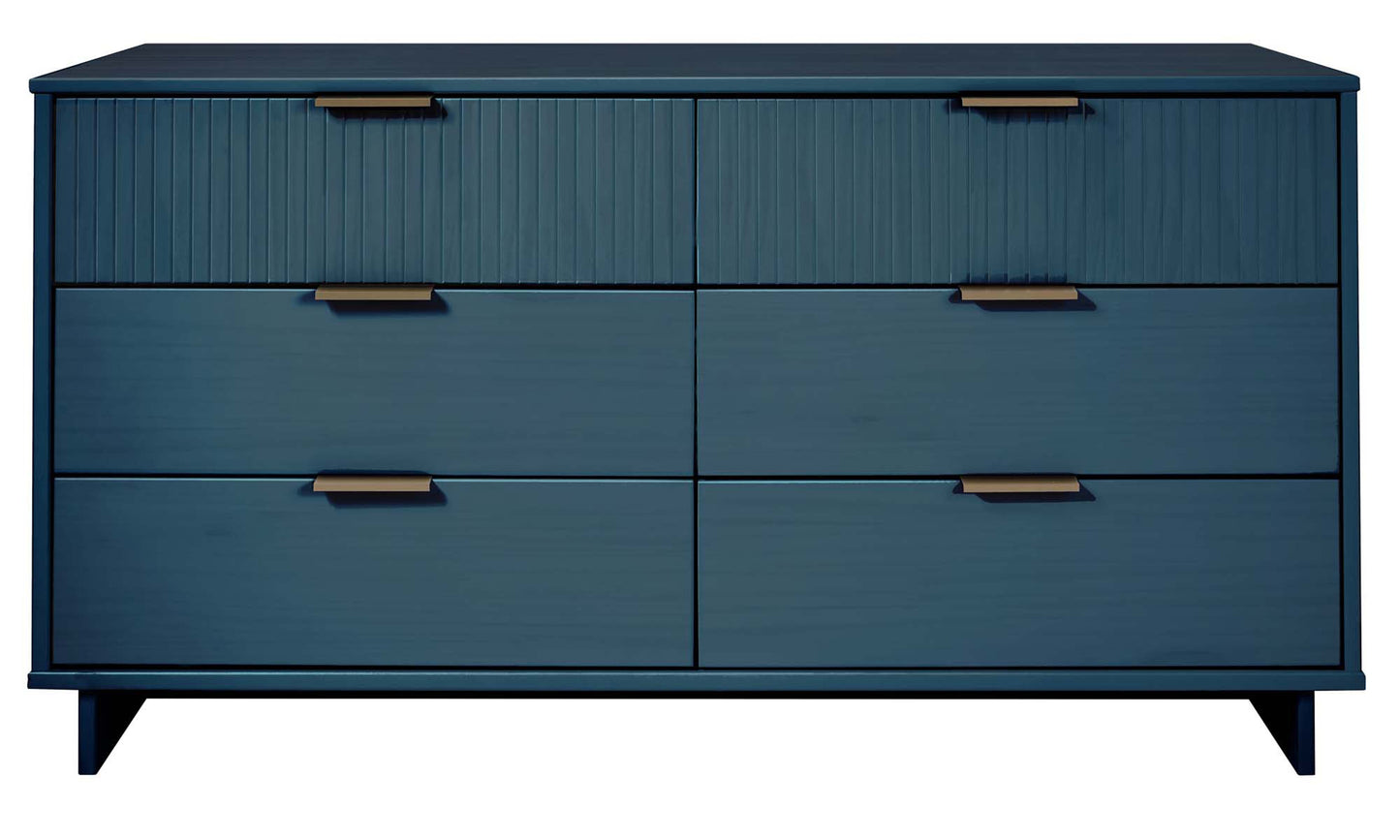Granville 55.07" Modern Double Wide Dresser with 6 Full Extension Drawers in Midnight Blue