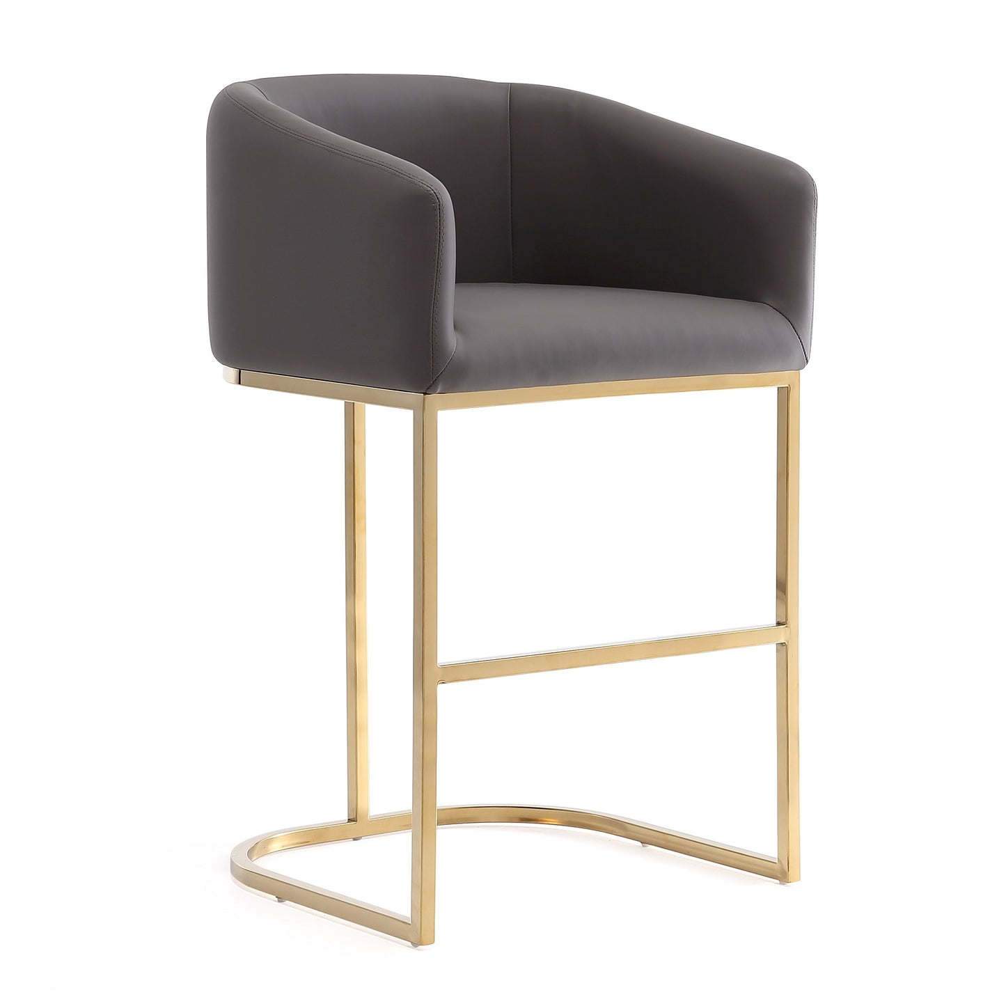 Louvre 40 in. Grey and Black Stainless Steel Barstool