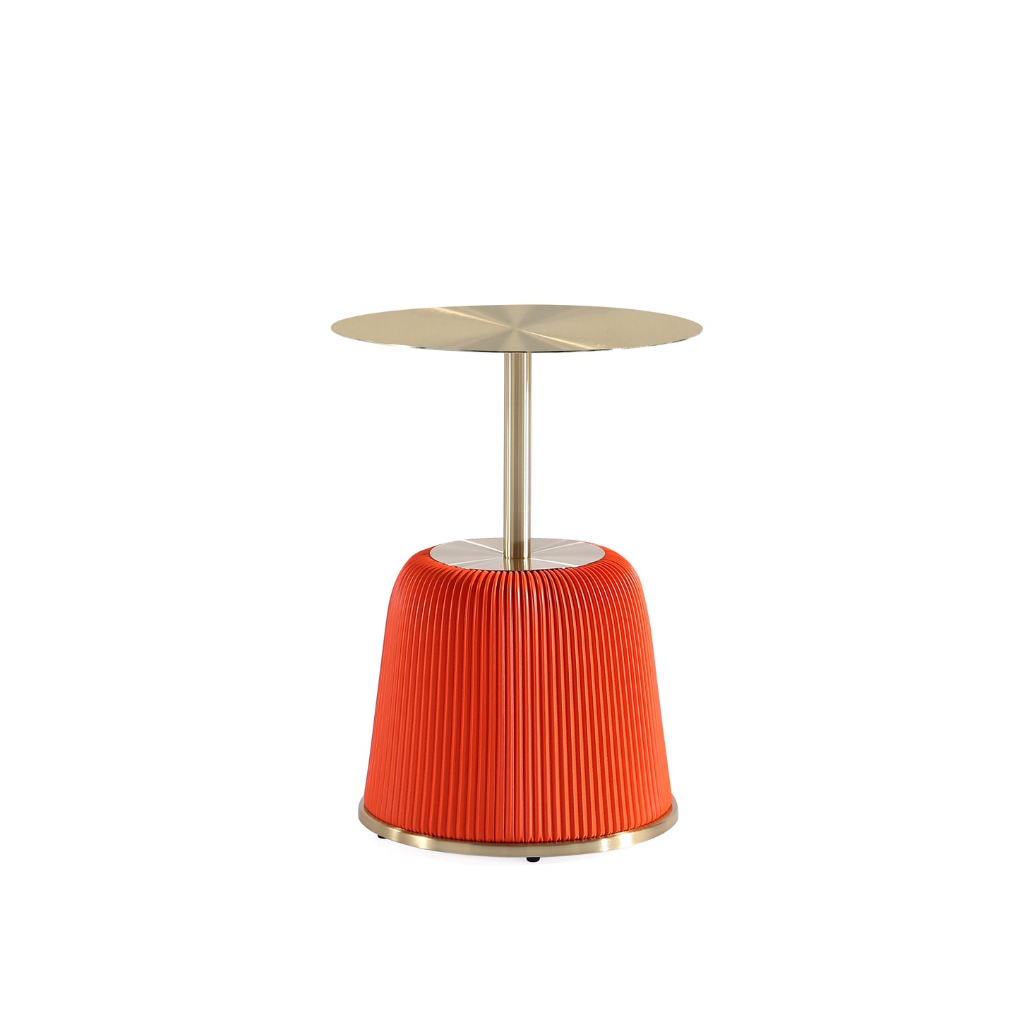 Modern Anderson End Table 1.0 Upholstered in Orange Leatherette with Gold Tabletop