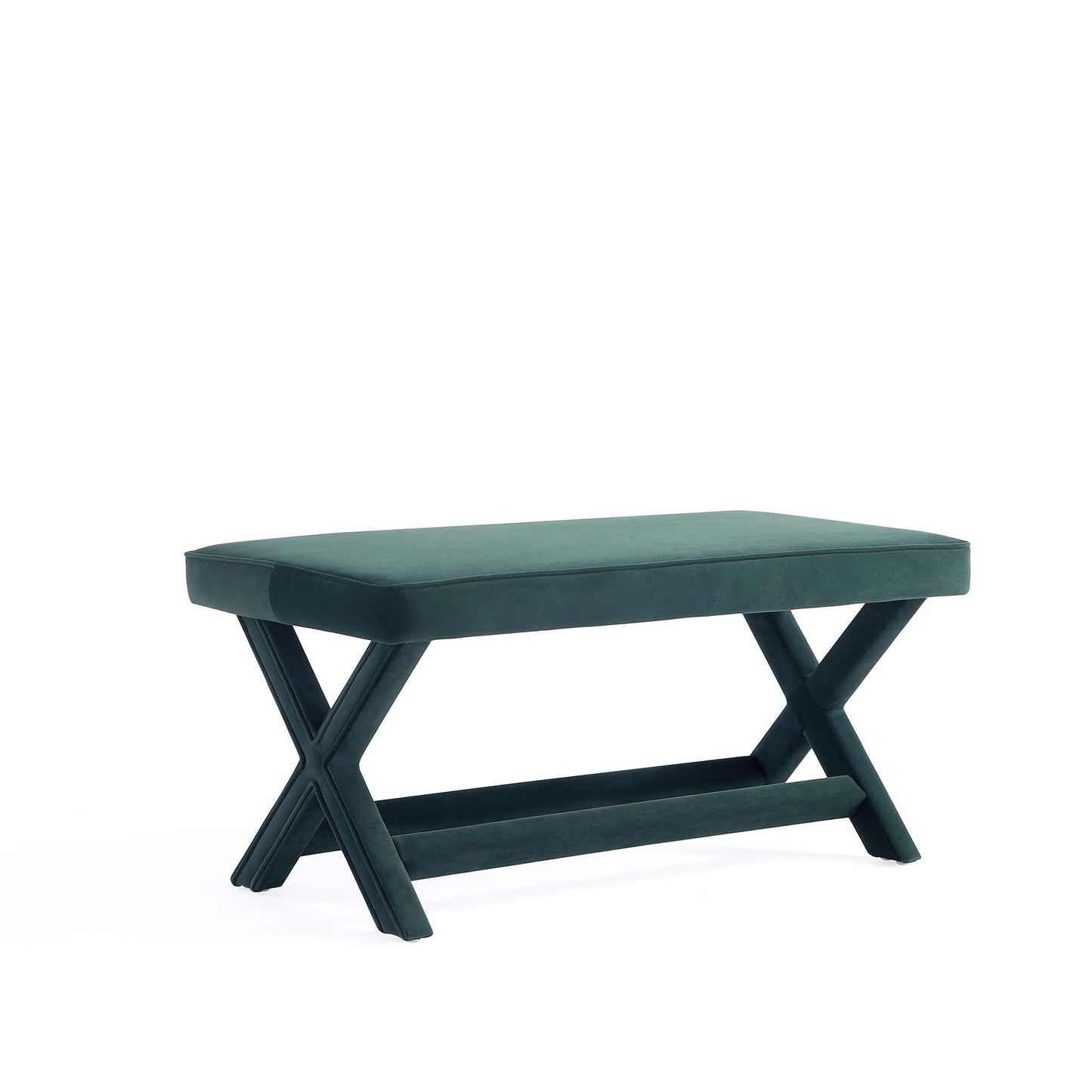 Abigail Mid-Century Modern Velvet Upholstered Bench in Green