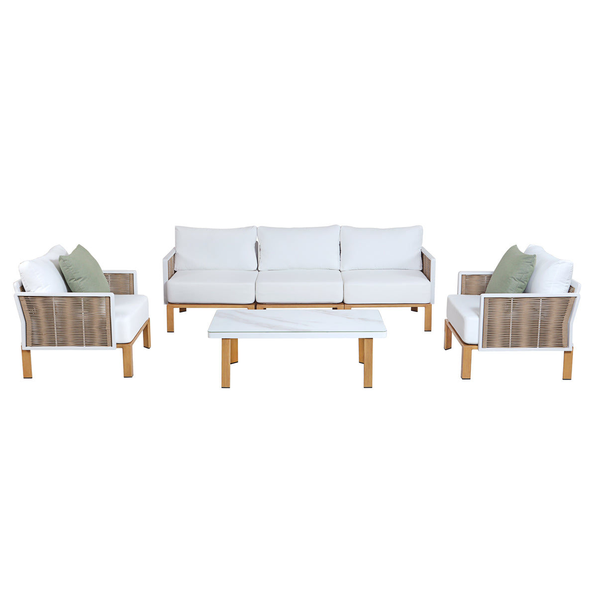 Vine Modern 4-Piece Patio Conversation Set in Cream