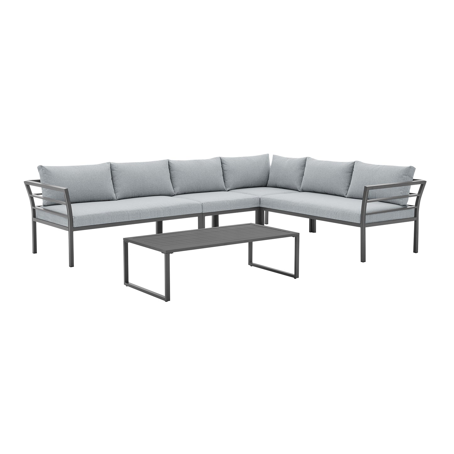 Sunnyside Modern Corner Patio Conversation Set with Table in Grey