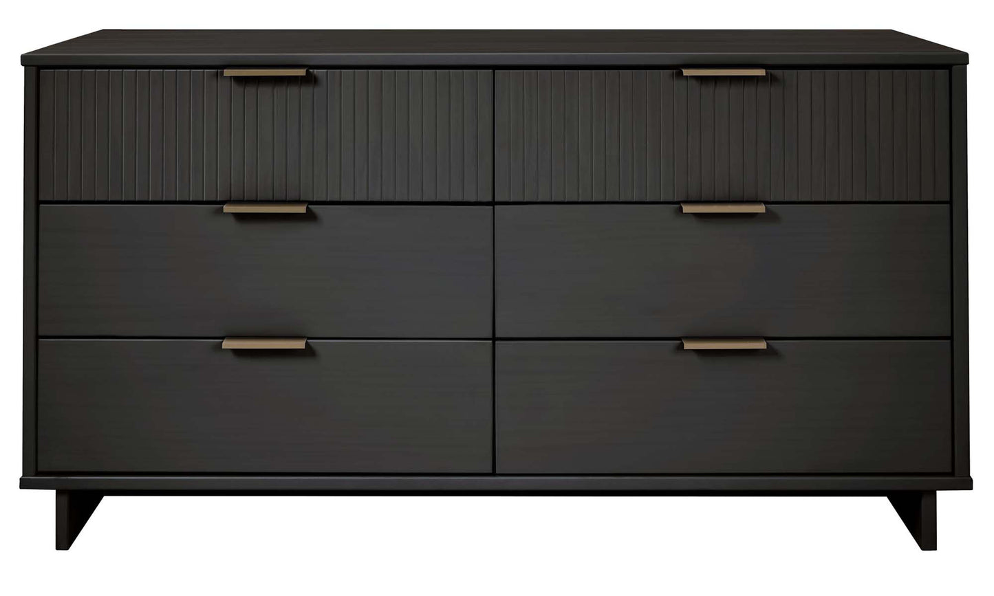 Granville 55.07" Modern Double Wide Dresser with 6 Full Extension Drawers in Dark Grey