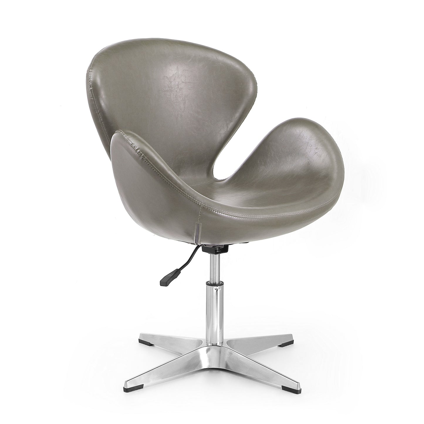 Raspberry Pebble and Polished Chrome Faux Leather Adjustable Swivel Chair