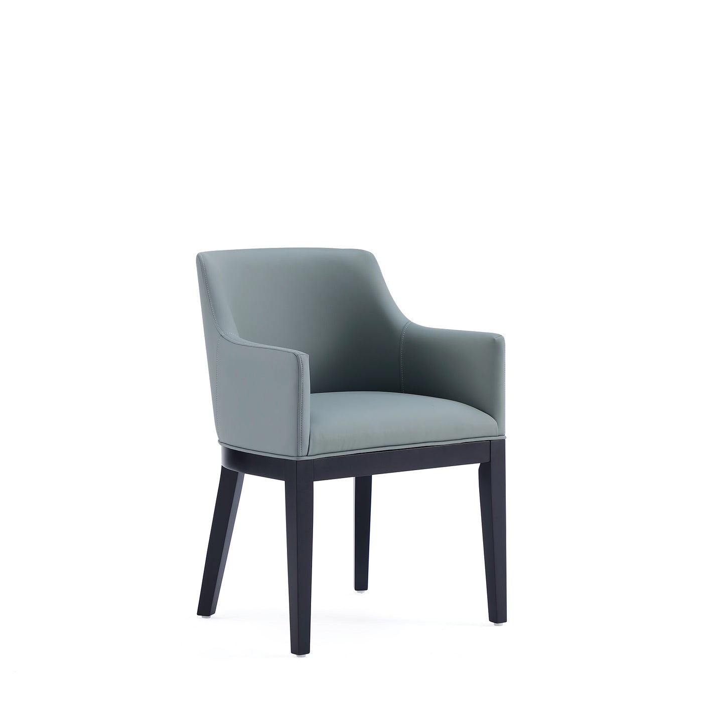 Gansevoort Modern Faux Leather Dining Armchair in Pewter