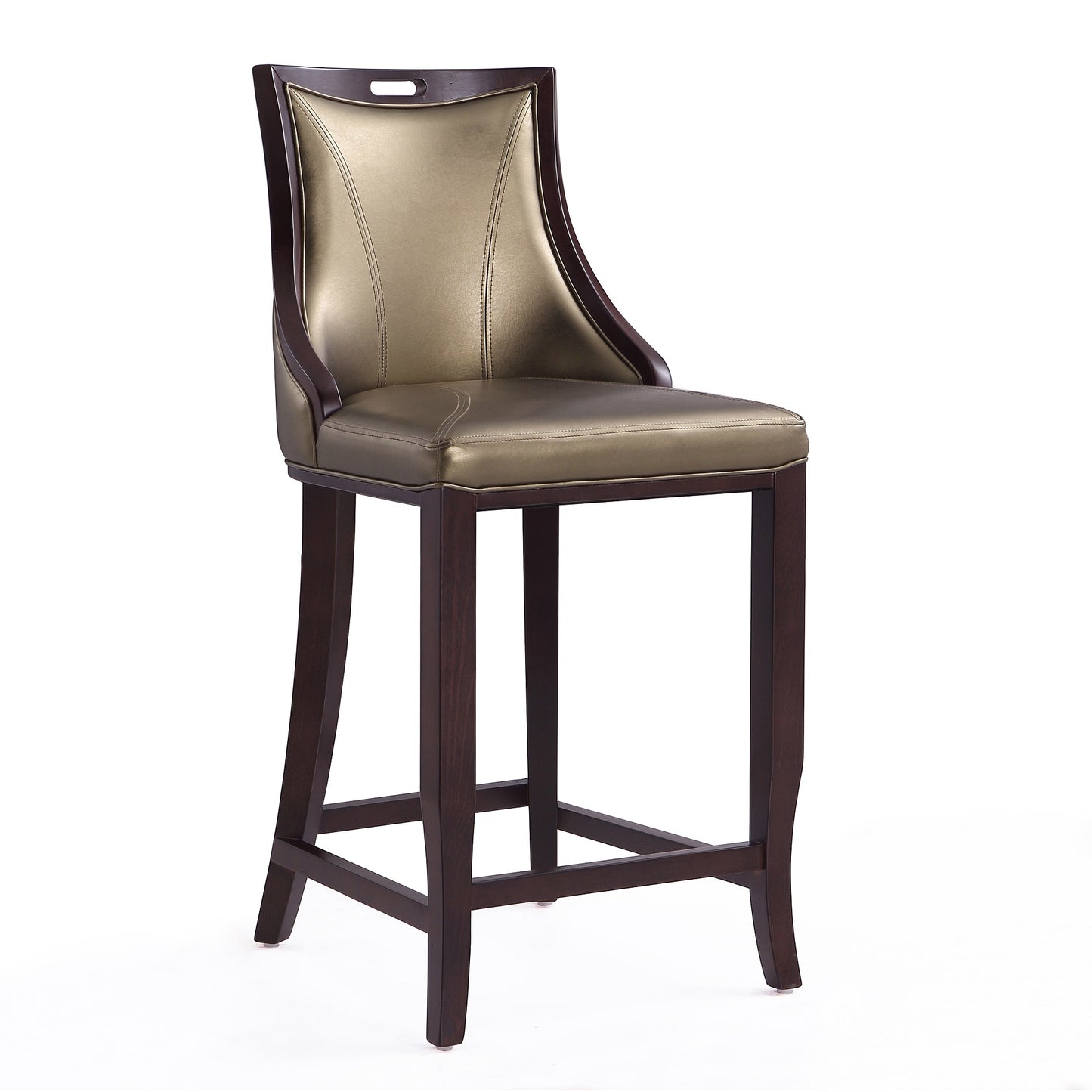 Emperor 41 in. Bronze and Walnut Beech Wood Bar Stool