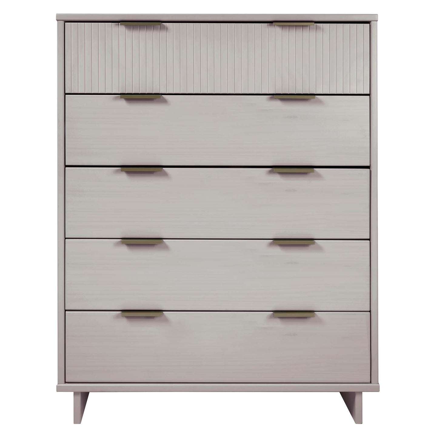 Granville 45.27" Modern Tall Dresser with 5 Full Extension Drawers in Light Grey