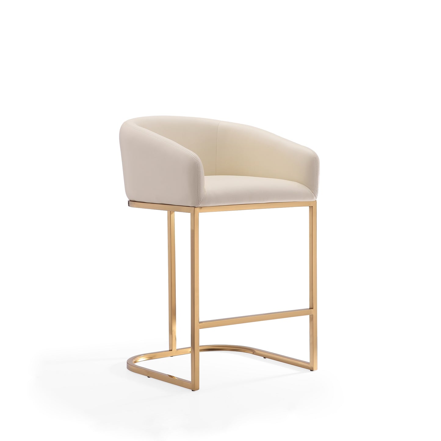 Louvre 36 in. Cream and Titanium Gold Stainless Steel Counter Height Bar Stool
