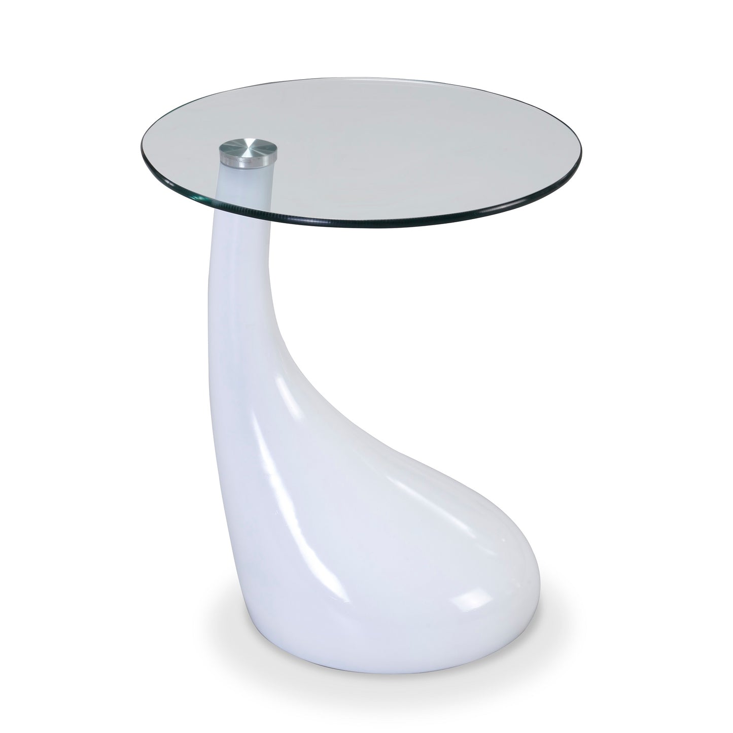 Lava 19.7 in. White Glass Top Accent Table