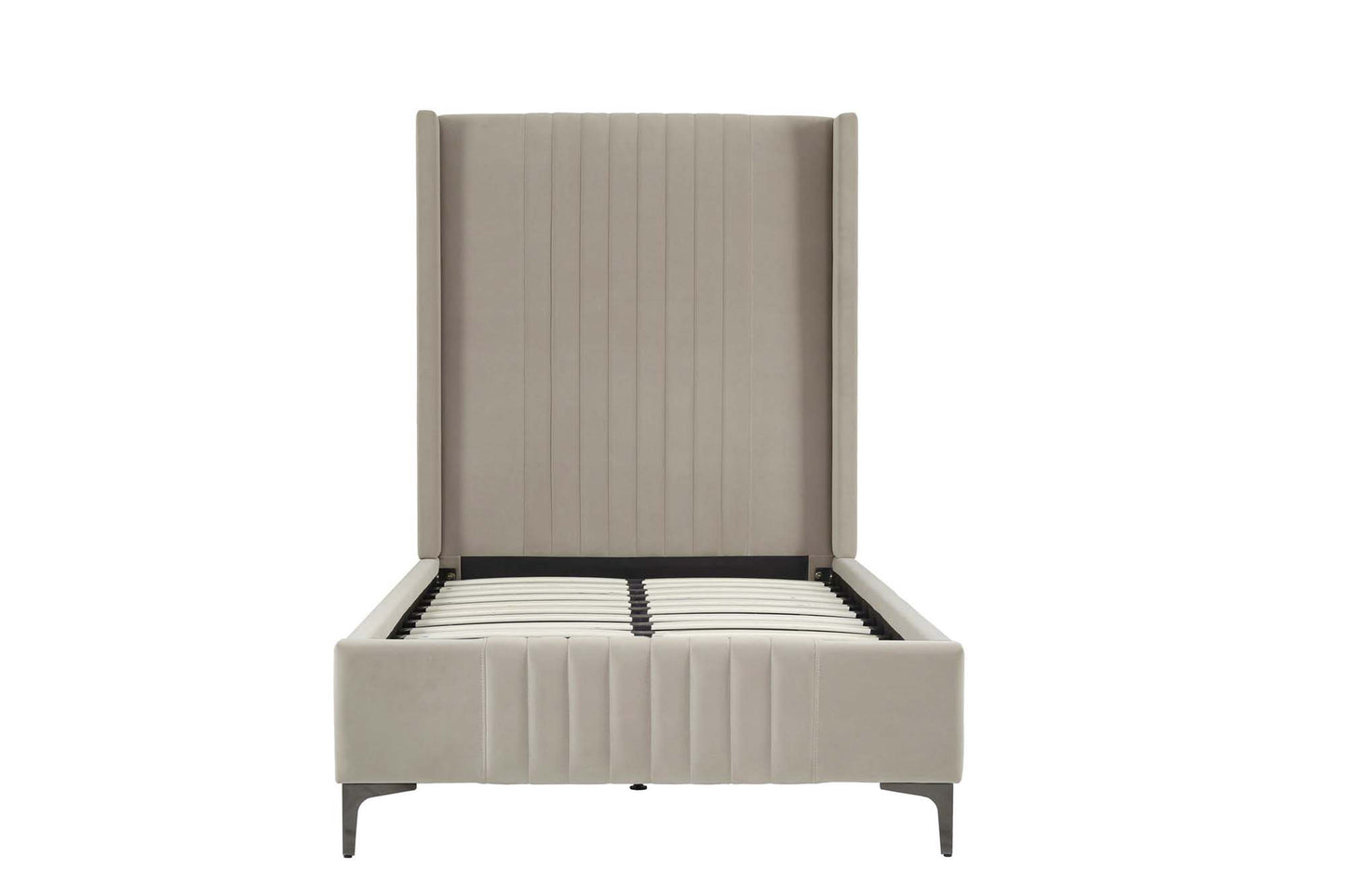 Promenade Mid-Century Modern Velvet Upholstered Twin-Size Bed in Rustic Taupe