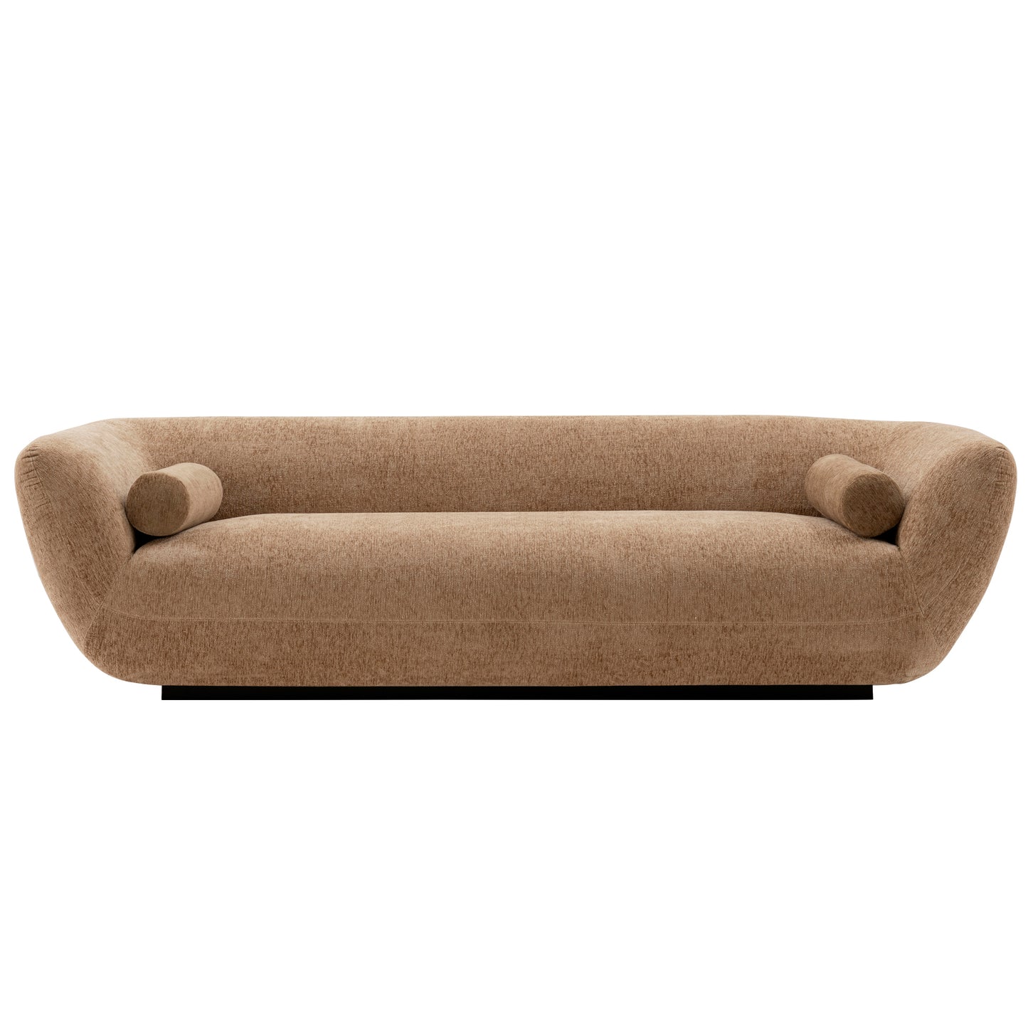 Contemporary Ulka Chenille Sofa with Pillows in Light Brown