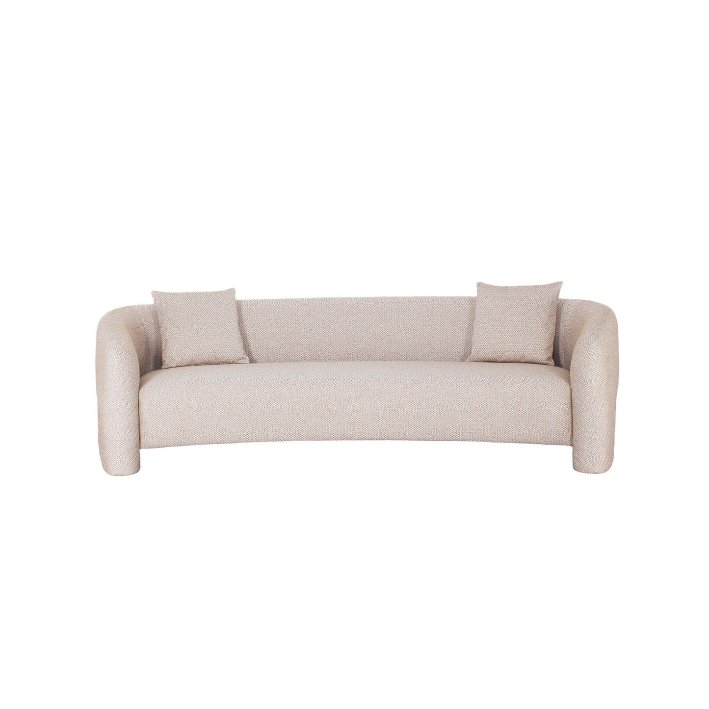 Modern Sylvia Tweed 103.5" Sofa with Accent Pillows in Gold Dust