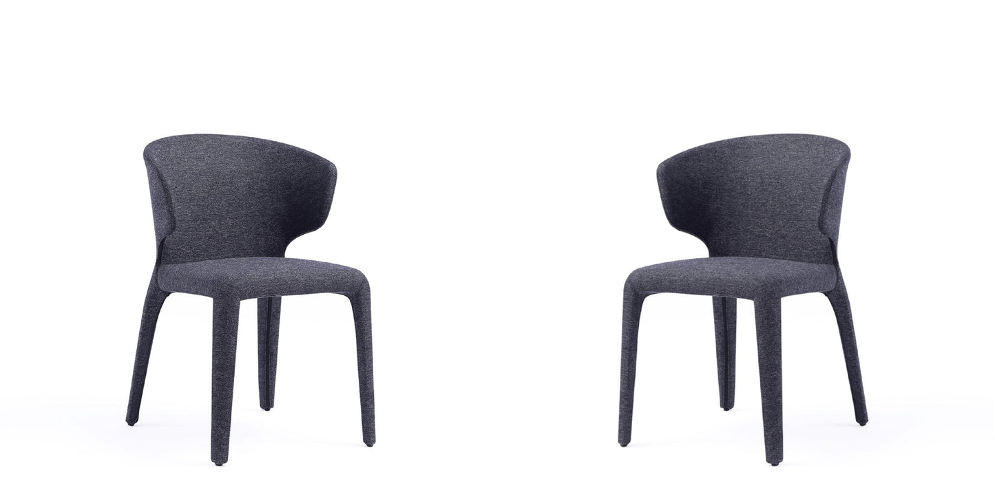 Conrad Modern Woven Tweed Dining Chair in Black (Set of 2)
