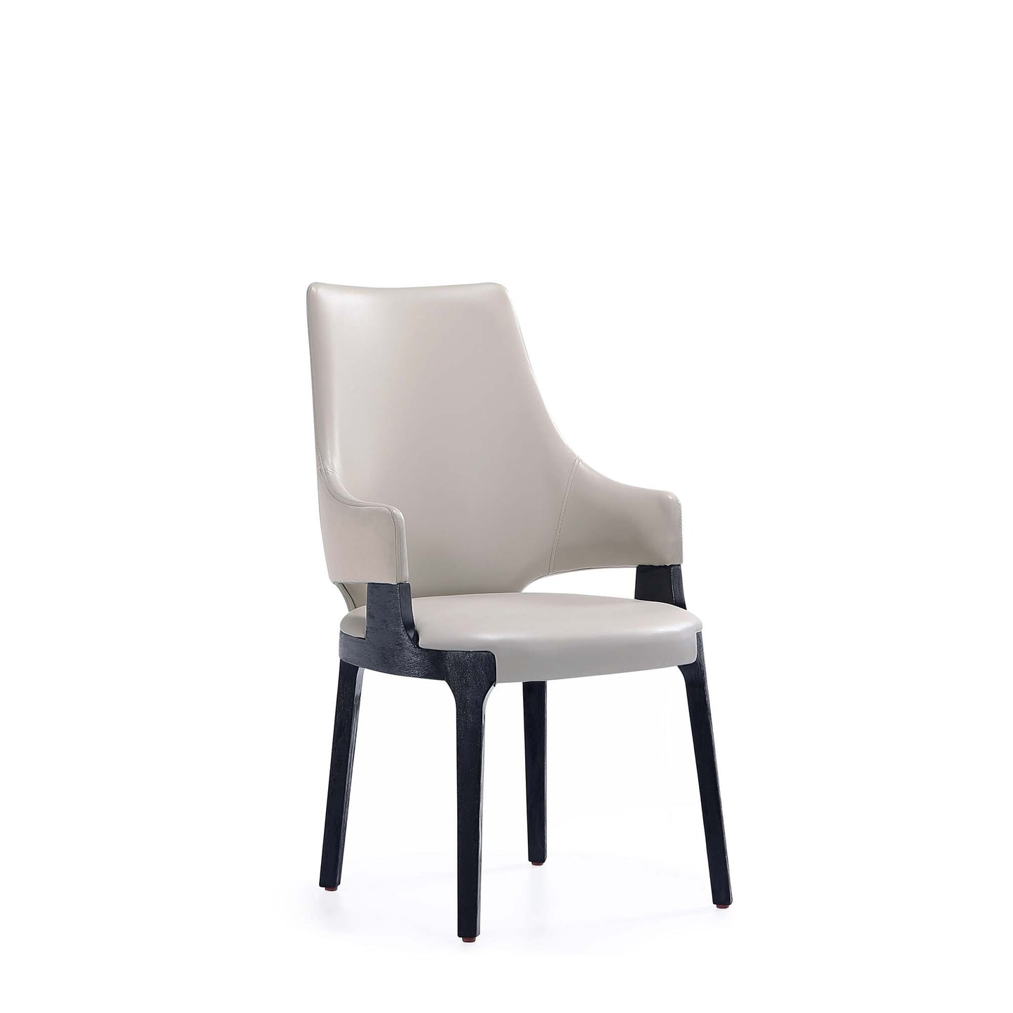 Kara Modern Leatherette and Velvet Upholstered Dining Arm Chair in Light Grey
