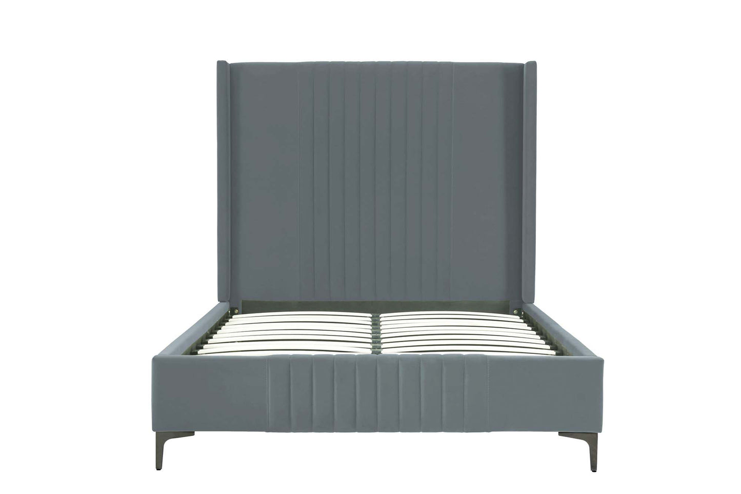 Promenade Mid-Century Modern Velvet Upholstered Full- Size Bed in Grey