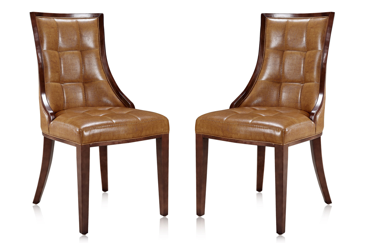 Fifth Avenue Saddle and Walnut Faux Leather Dining Chair (Set of Two)